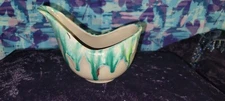 Bell Pottery Drip Glaze Small Creamer Dish. 1960s VINTAGE Green Drip
