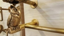 Brass Towel Rack Owl Bird Figurine Vintage Hang Wall Mount Bathroom Home Decor