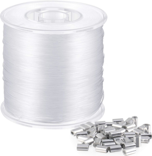 Strong Clear Nylon Fish Wire for Hanging Christmas Decor and 50 Loop Sleeve 218 - Afbeelding 1 van 9