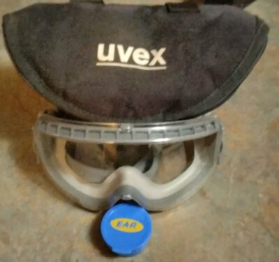 UVEX STEALTH Gray Body w/Clear Lens Safety Goggles Incl. Earplugs; Cases 