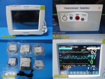 Philips Intellivue MP30 Patient Monitor M8002A W/ MMS Module & NEW Leads ~ 35428