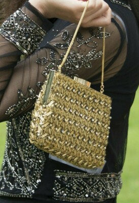 Vintage Walborg Theatertasche Abendtasche Clutch Perlenstickerei Gelbeutel Börse