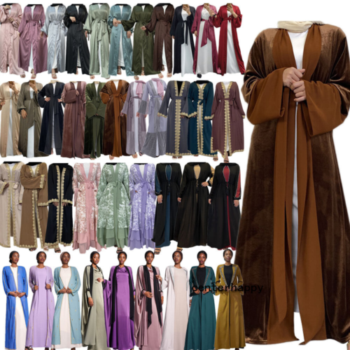 Women Muslim Abaya Open Cardigan Dress Ramadan Islamic Dubai Kaftan Arab Kaftan - Picture 1 of 284