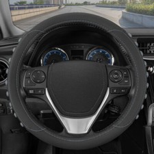 Flexgrip Leather Steering Wheel Cover For Auto Car Truck Van Suv Black Gray