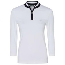 NWT GOLFINO Ladies Dry Comfort 3/4 Sleeve Troyer 2338822 100 NEW 8 10 12 White