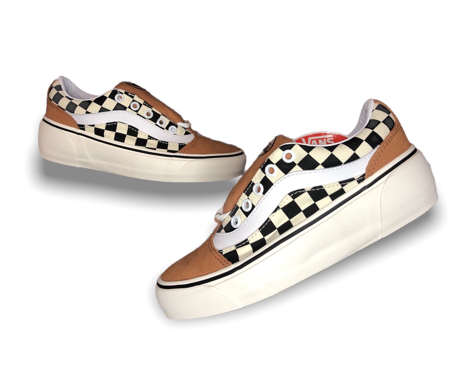 Vans Shape Ni Checkerboard Brown White Skate VN0A4UVL24Y Mens Sz 4.5 /  Women 6 | eBay