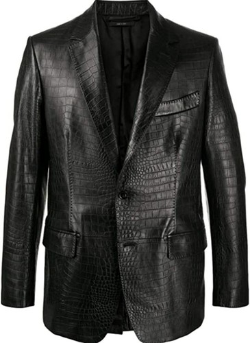 Mens Dashing Leather Blazer Crocodile 