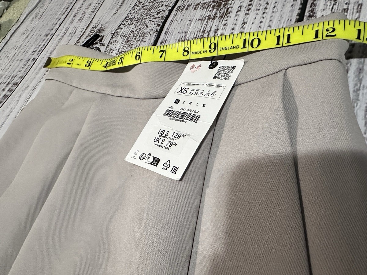 ZARA WOMAN HIGH-WAIST ZW COLL. MIDI CAPE SKIRT GREY SIZE XS_2387