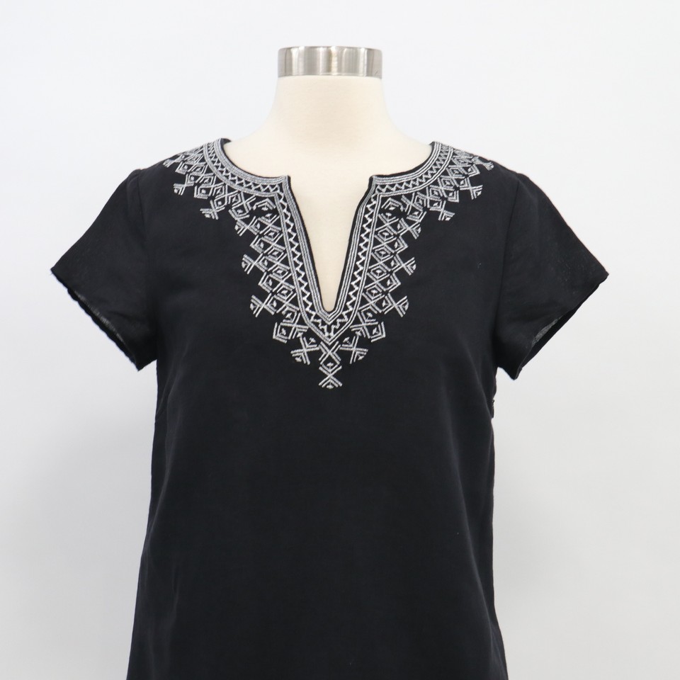 Vineyard Vines Shift Dress Tunic Linen Womens 2 Holiday Embroidered