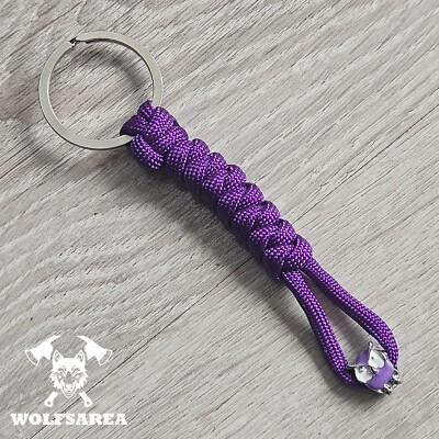 1 Schlüsselanhänger Paracord mit Eule in Lila Handmade  Keychain