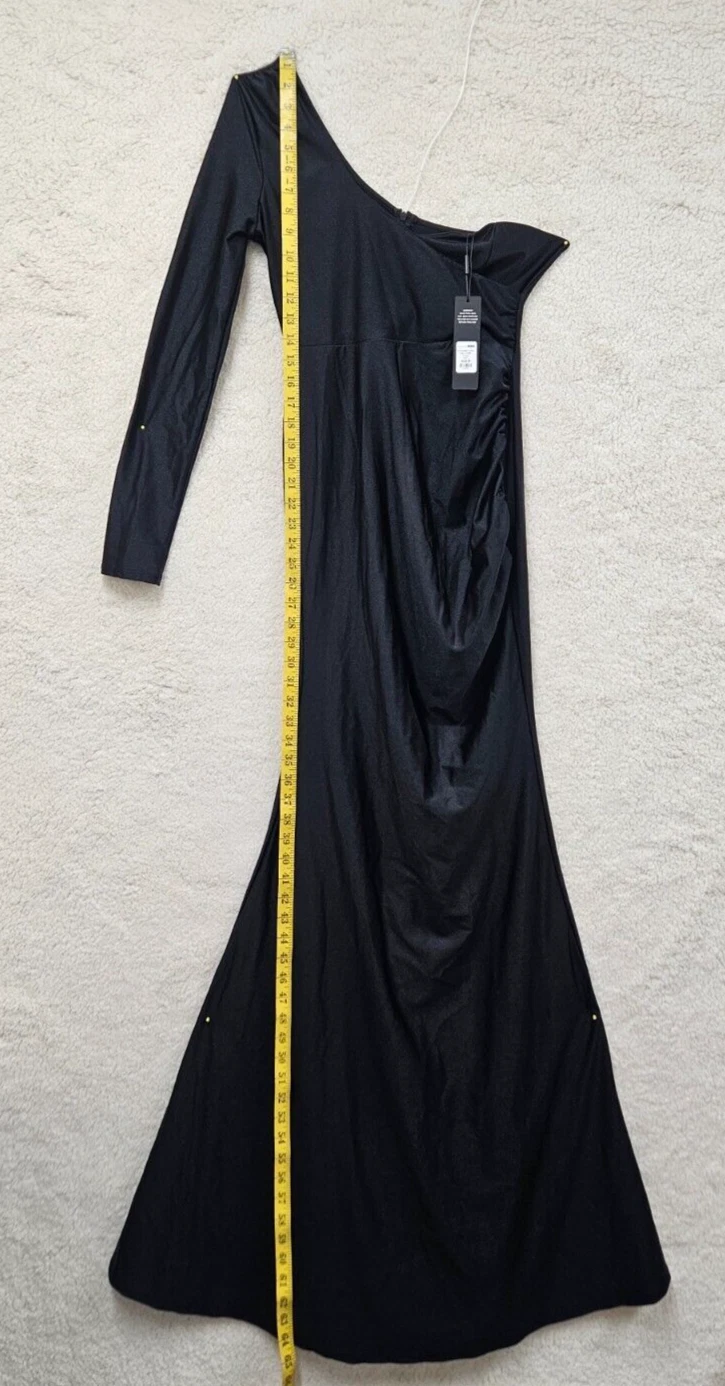 PALM ANGELS Abito donna moda Nova medio nero misto nylon monospalla cocktail maxi