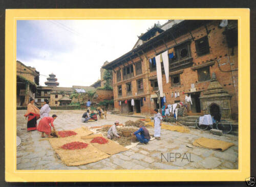 Newari People drying Chillies Chili Peppers Nepal stamp - Picture 1 of 2