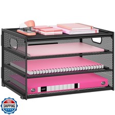 Lavatino 3-Tier Letter Tray Desk Organizer, Mesh Metal Paper File