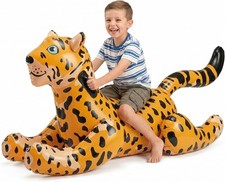 Inflatable Leopard Pool Float Ride-On with Handles - Kids Animal Blow-Up Pool