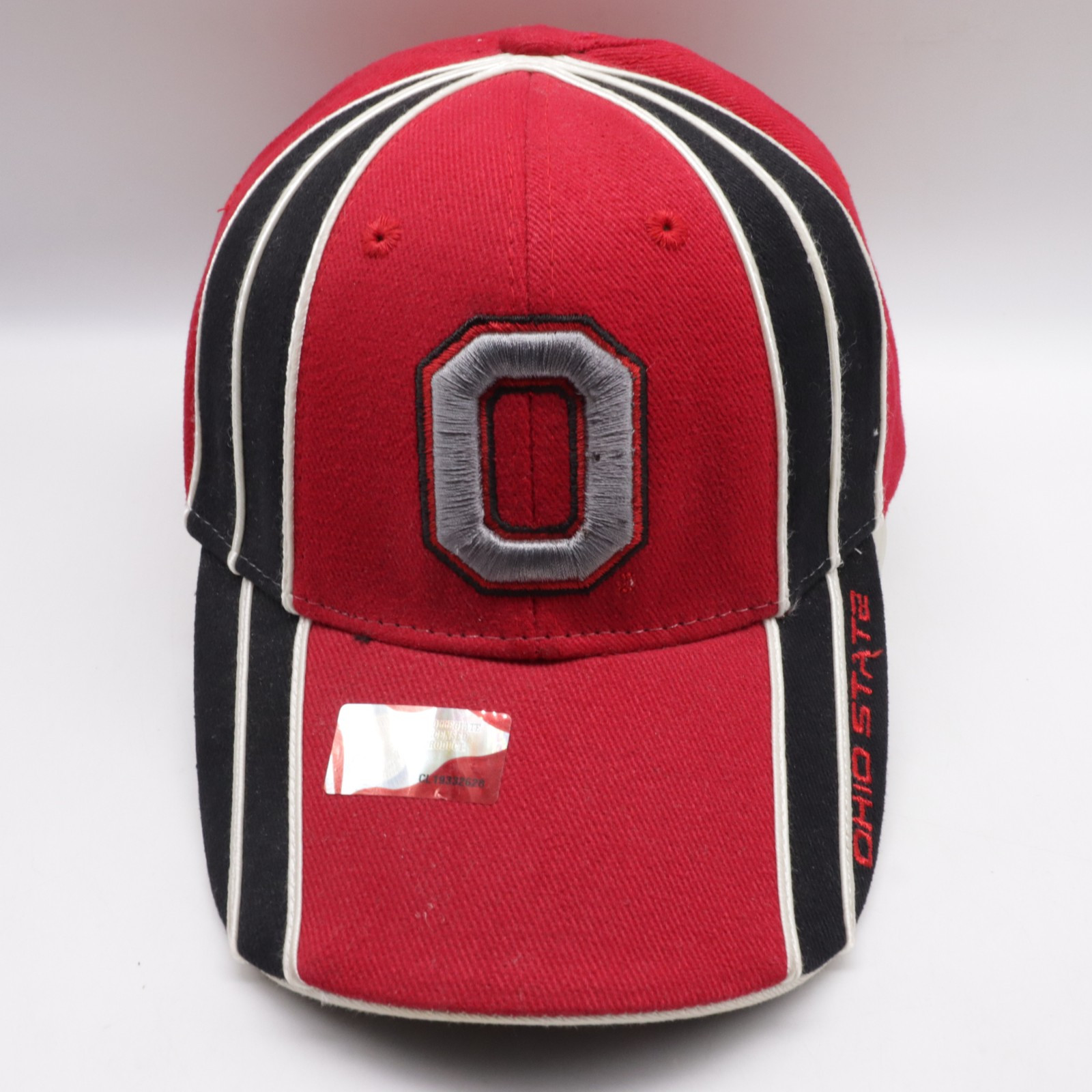 NCAA Ohio State Hat Embroidered Logo Striped Red Black Adjustable Cap