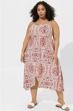 Torrid Tea Length Challis Square Neck Midi Dress Women’s Plus Size 2X 18-20 NWT 