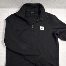 Michael Kors Men  s Black Fleece 1/4 Zip Mock Neck Sweatshirt Logo Size M