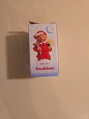 CVS 1997 Traditions Teddy Bear Santa Christmas Holiday Ornament  with Box