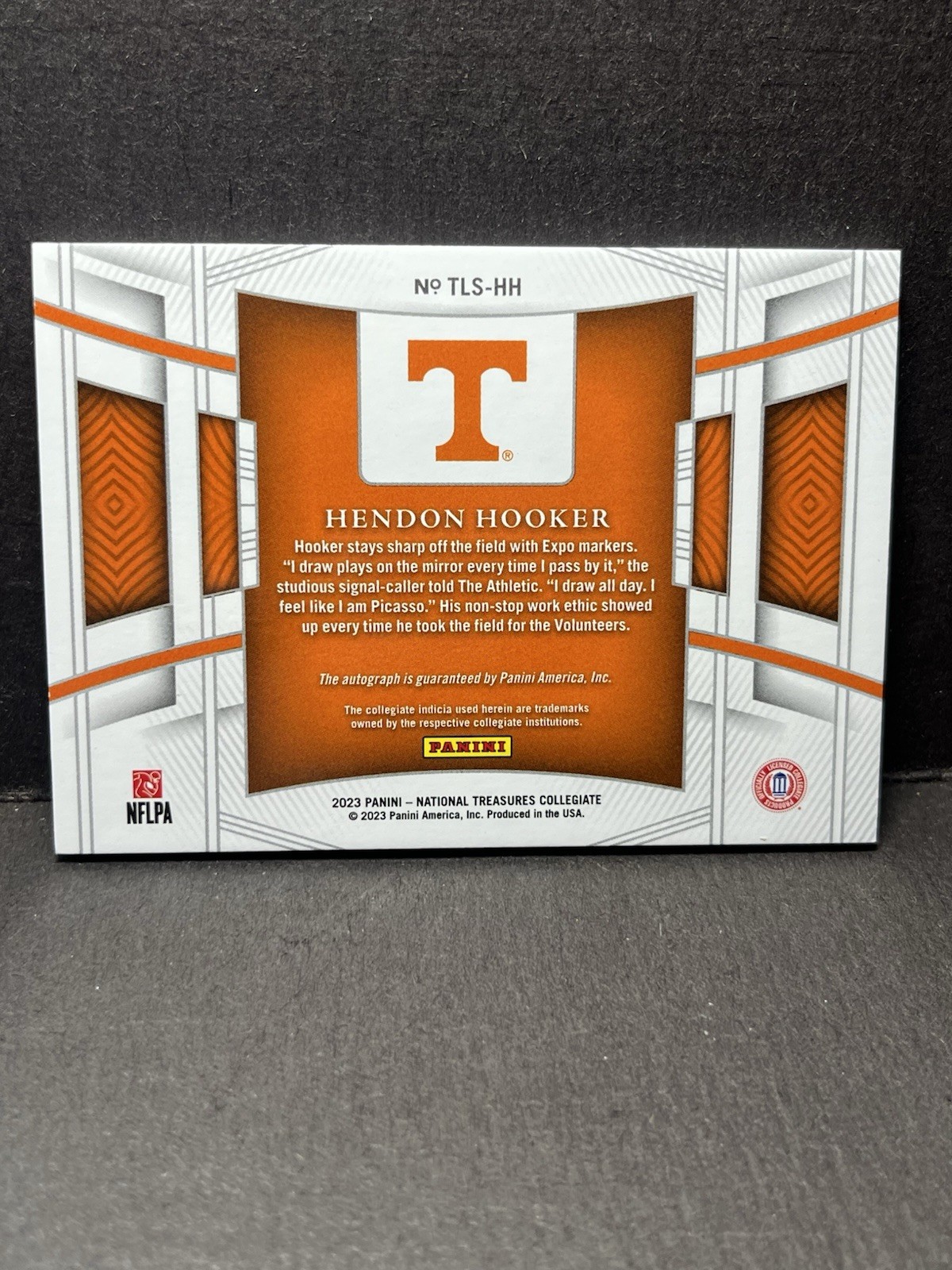 2023 National Treasures Hendon Hooker Auto Rookie Team Logo /49 Tennessee view 2