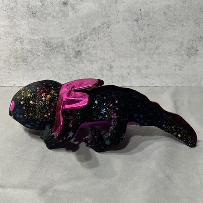 Toy Factory Plush Stuffed Animal 14 Black Pink Stars Metallic