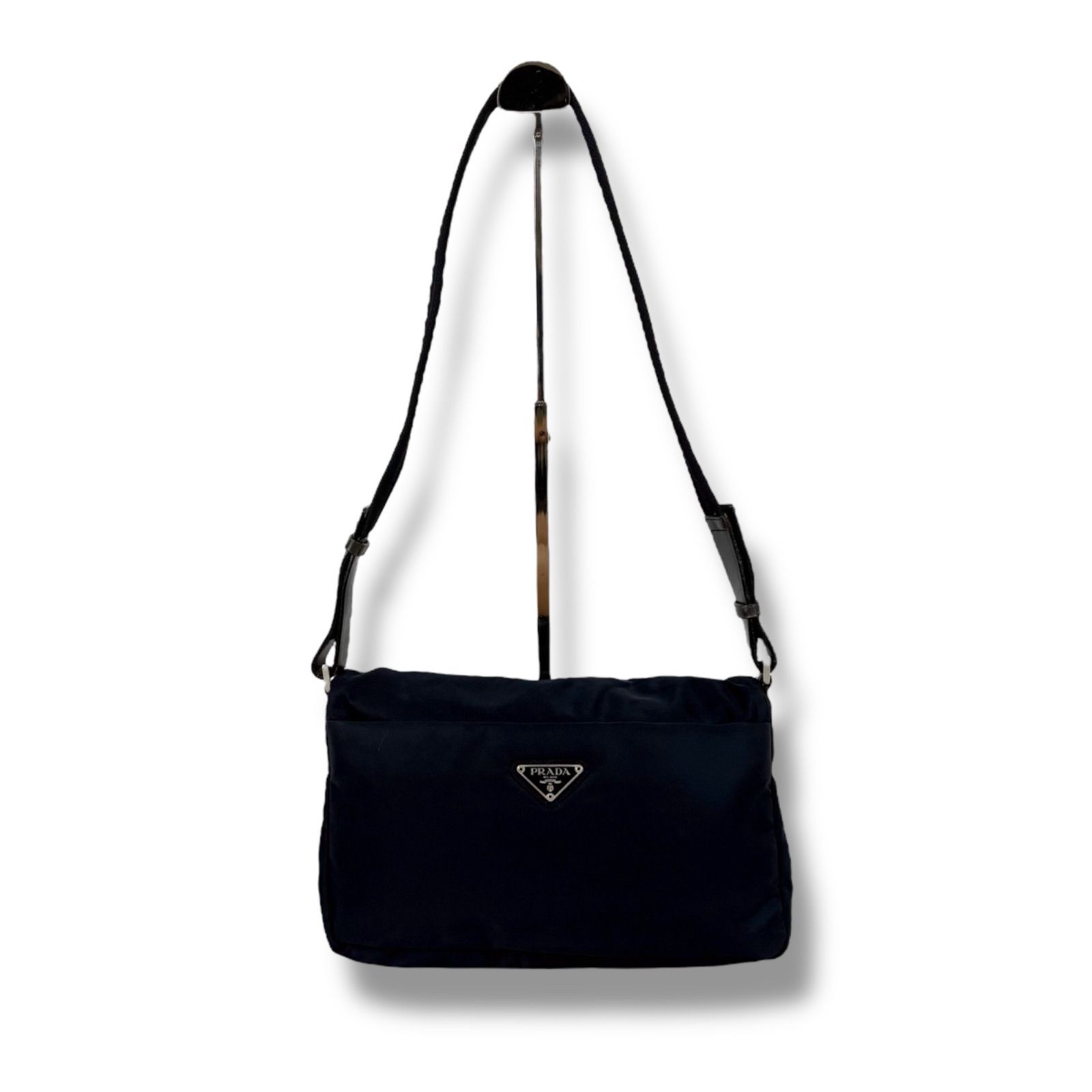 Prada Triangle Logo Nylon Shoulder Bag Navy Tessuto Nylon Authentic Vintage thumbnail 10