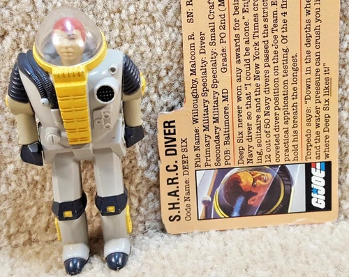 Complete Really Nice Vintage 1984 GI Joe Deep Six Sharc Diver v1 With Filecard
