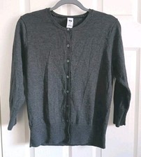 Gap Womens Lambswool Blend Cardigan Sweater Sz L Gray Long Sleeve Button Casual