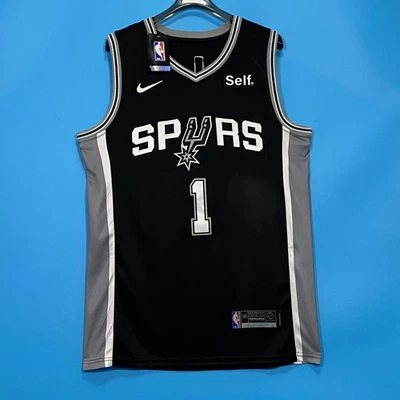 Victor Wembanyama #1 Embroidered Jersey, Vintage Black S-2XL