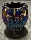 Fenton Amethyst Carnival Glass Footed Bowl with Crimped Edge 4 1/2” X 4”