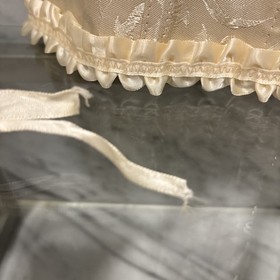 Womens Corset Waist Cincher Bustier Lace Up Lingerie Size M Beige/Tan Brocade