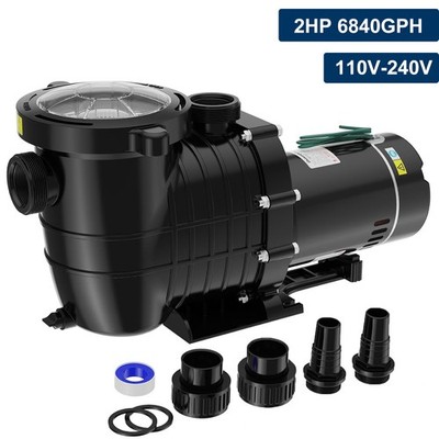 2HP Swimming Pool Filter Pump 6800GPH In/Above Ground Pool Pump For Hayward