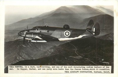 RPPC Postcard Lockheed Vega Ventura Medium Bomber W J Gray Air Force