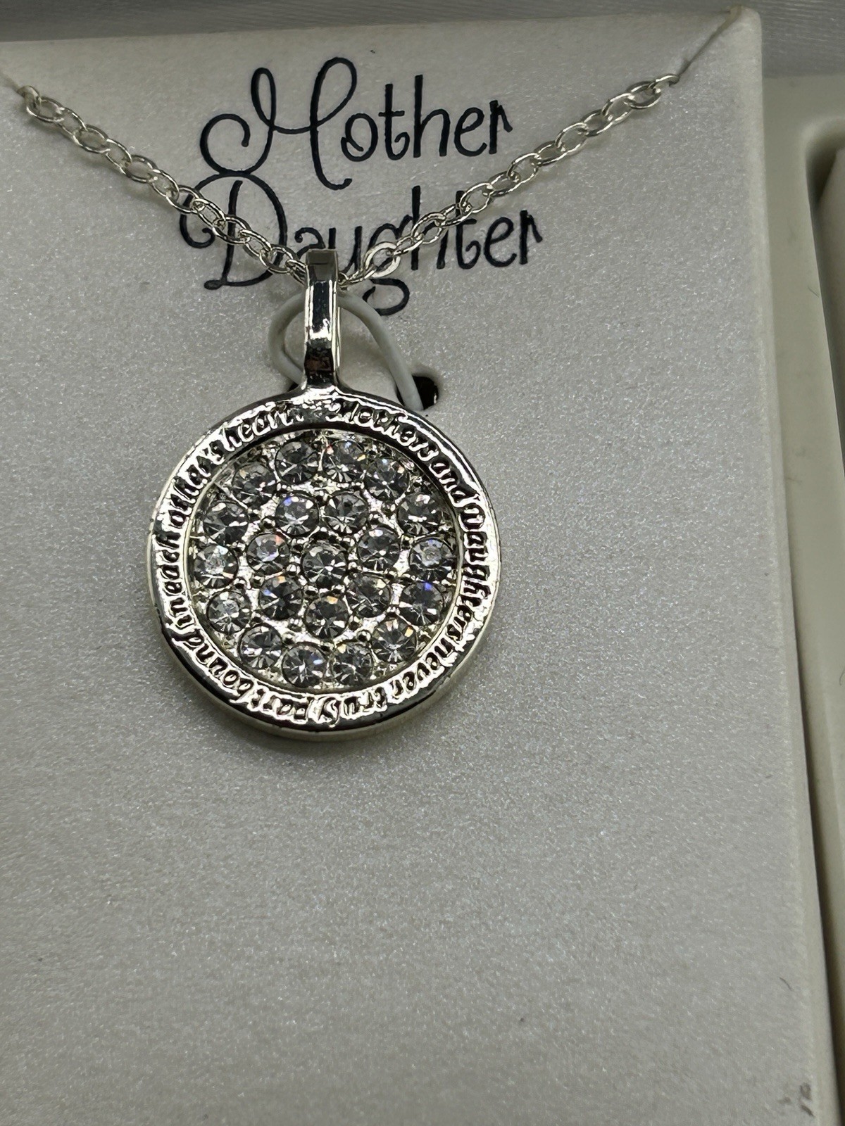 Mother/Daughter Fine Silver Plated And Genuine Crystal Necklace 
