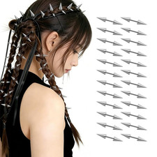 25 Pcs Goth Hair Clips for Women, Punk Accessories Stainless Steel Silver Spiked