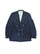 Burberrys Vintage Double Breasted Blazer Navy silver Crest Buttons Men's 44 L