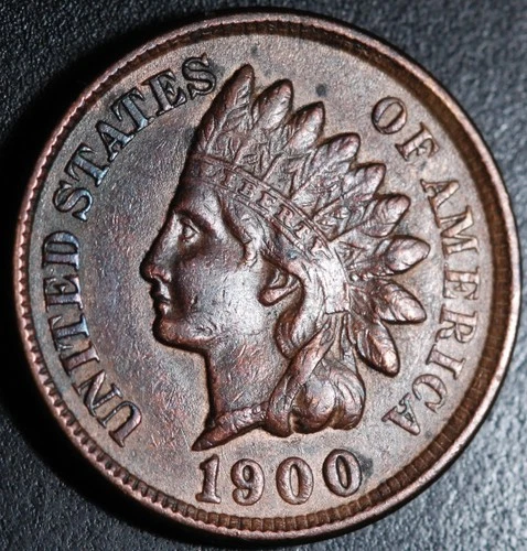 1900 INDIAN HEAD CENT - With LIBERTY & Near 4 DIAMONDS - AU UNC