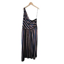 Soncy Multicolored Striped One Shoulder Maxi Dress Size 4X NWT