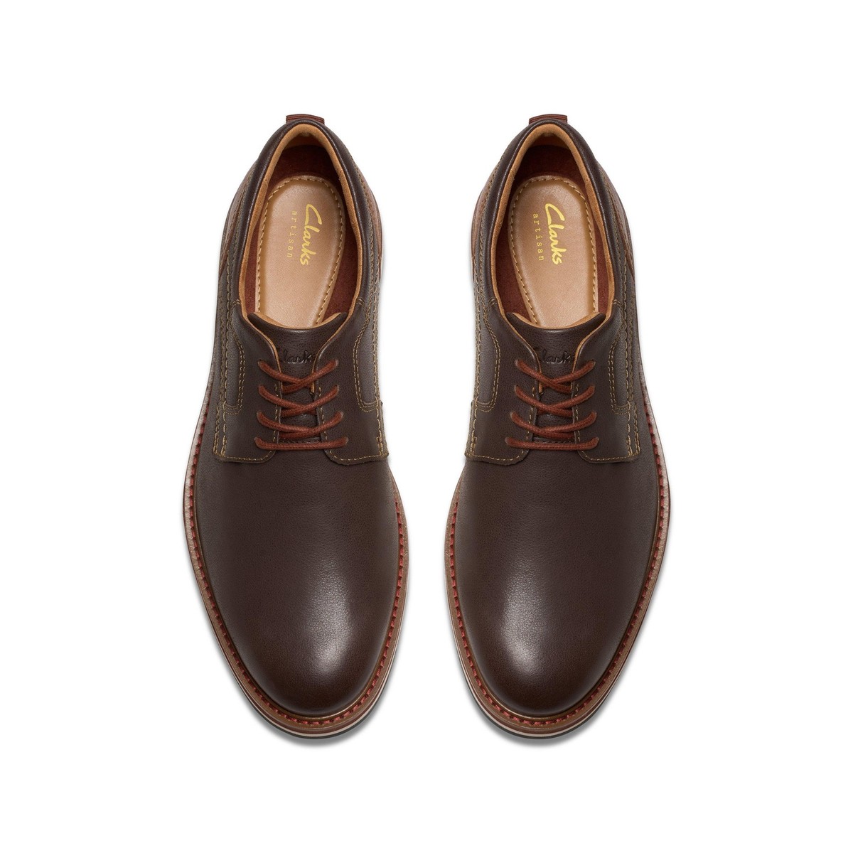 Clarks Mens Monahan Plain Brown Leather Casual Oxford Shoes  display picture 1