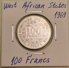 West African States coin,  100 Francs,  1969