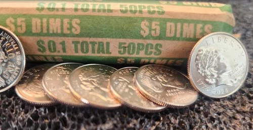 2026 P Philadelphia SemiQ Dime $5 Roll 50 Coins - hand rolled
