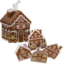 Herrschners  Gingerbread Village Tissue Box &...