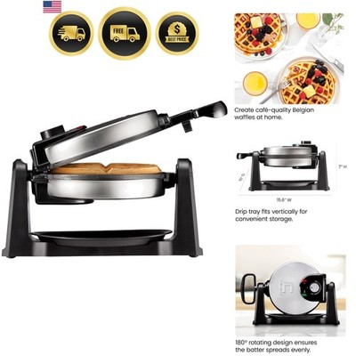 Rotating Belgian Waffle Maker, 180° Flip Iron w/ Non-Stick Plates, Adjustable...