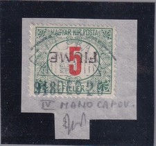 Fiume 1918/19 Segnatasse - 5f. Vert Et Rouge Surimpression Renversée (507/s57)