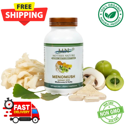 Mother Nature Menomush 120 Caps Tremella Amla Organic Radiant Skin Anti-Aging