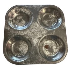 Vintage Dollhouse Child Toy Miniature Kitchen Cooking Metal 4 Muffin Tin Pan