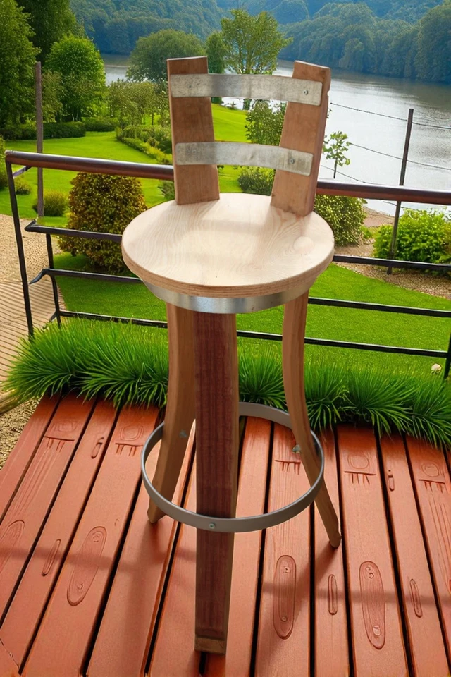 TOP NEU FASS BARHOCKER M11 TRESENHOCKER WEINFAß EICHENFASS STEHTISCHHOCKER Stuhl - Bild 2 von 3