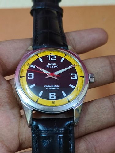 Reloj Pulsera Hombre Vintage HMT Pilot Negro 17 Joyas Mecánico Cuerda Manual - Imagen 6 de 8