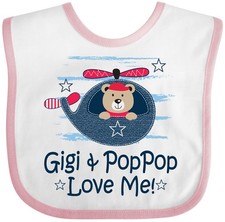 Inktastic Gigi And PopPop Love Me Baby Bib Clothing Clothes Shower Grandkids