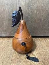Vintage Pear-Shape Wood Tea Caddy