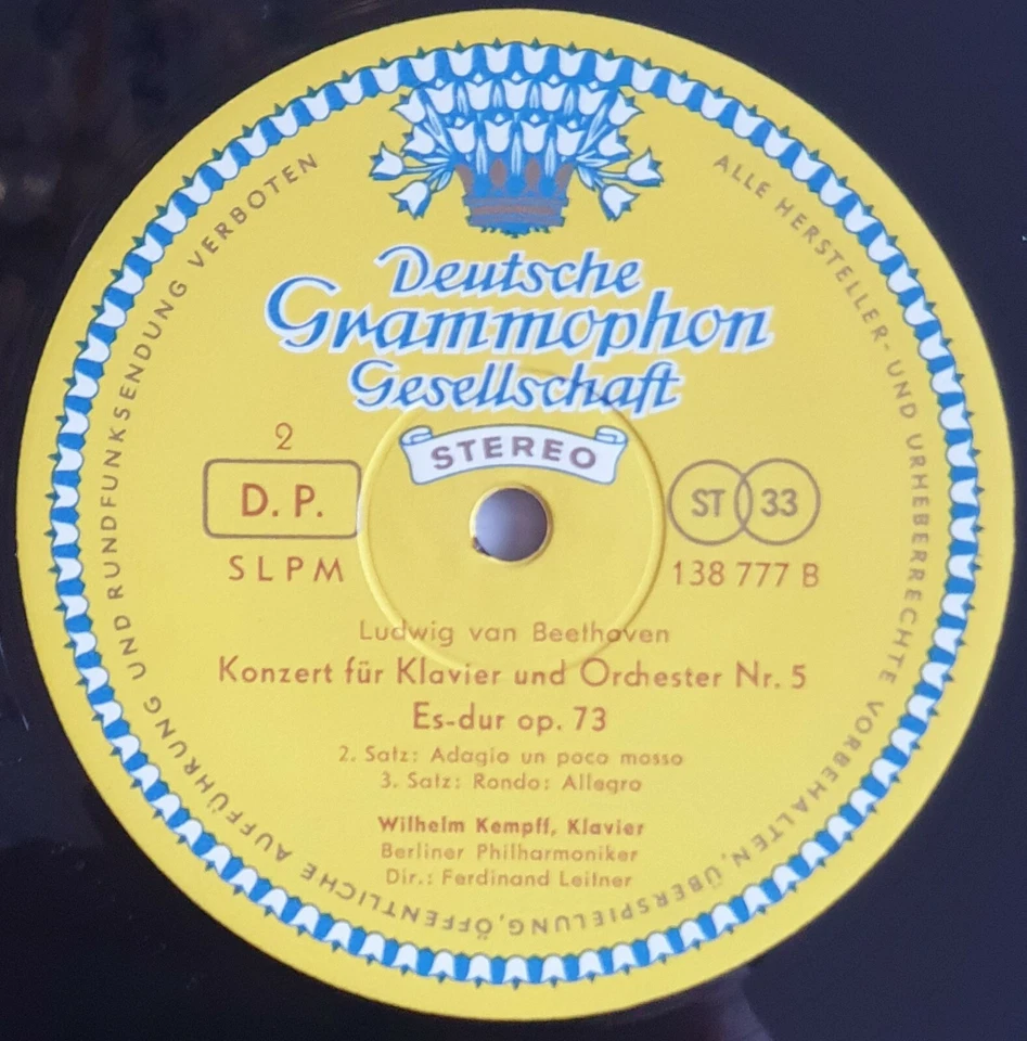 SLPM 138777 KEMPF / Beethoven 'The Emperor' Rare DGG 'Alle Hersteller' 1st Label - Image 3 of 4